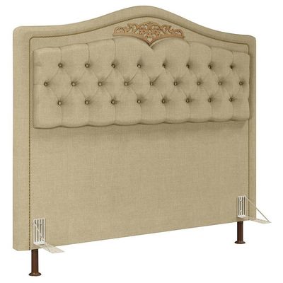 Cabeceira Cama Casal 140cm Com Tachas Imperial J02 Linho Areia - Mpozenato