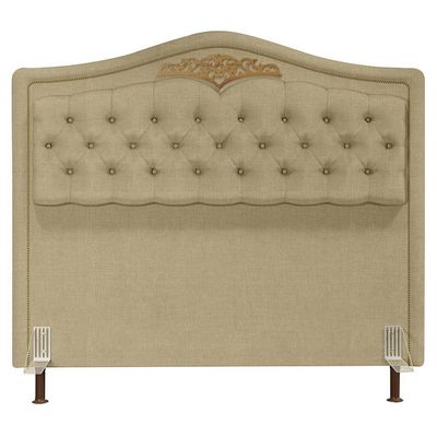 Cabeceira Cama Casal 140cm Com Tachas Imperial J02 Linho Areia - Mpozenato