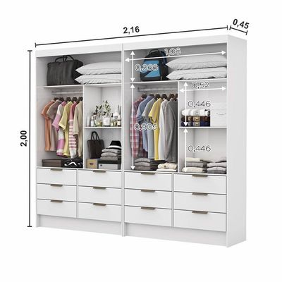 Closet Casal Sevilha 4pts Com Espelho Carioca Móveis Branco