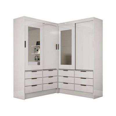 Closet Casal Sevilha 4pts Com Espelho Carioca Móveis Branco