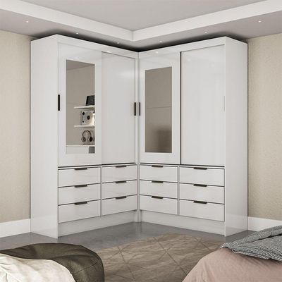 Closet Casal Sevilha 4pts Com Espelho Carioca Móveis Branco