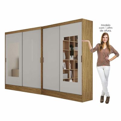 Closet Casal Belém  Com Espelho Carioca Móveis Cinamomo