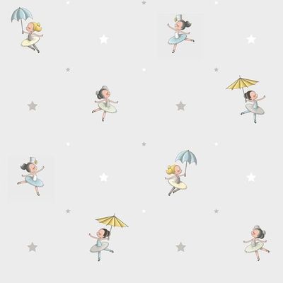 Papel De Parede Treboli Cinza Bailarinas 5821 - Rolo 10m X 0,53m