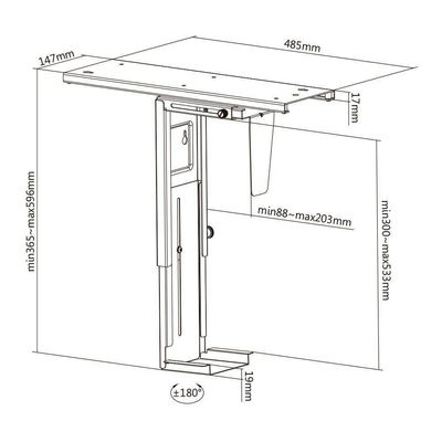 Suporte Para Gabinete Cpu Suspenso Ajustável Ctw300