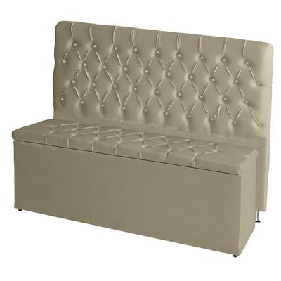 Kit Cabeceira De Cama E Calçadeira Baú Estrela Queen 160 Cm Suede Capitonê Bege Casa Móveis E Decoração