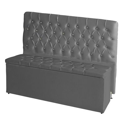 Kit Cabeceira De Cama E Calçadeira Baú Estrela King 195 Cm Suede Capitonê Grafite Casa Móveis E Decoração