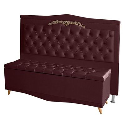 Kit Cabeceira De Cama Box E Calçadeira Baú Madri Queen 160 Cm Suede Bordo Do Lar Móveis E Decoração