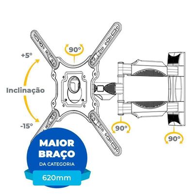 Suporte Articulado Tv 26 A 65 De Parede Sav-4403 Aquário