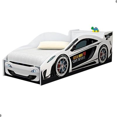 Cama Carro Com Baú Juvenil Racer Branco