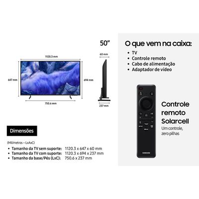 Smart TV 50 Polegadas Vision AI TV QLED 4K Samsung QN50QEF1AG Preto / Bivolt