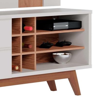 Rack Para Sala Norena Com Painel Para 70 Pol. Amélie C05 Off White Matte-freijó - Mpozenato