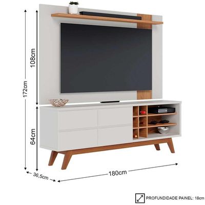 Rack Para Sala Norena Com Painel Para 70 Pol. Amélie C05 Off White Matte-freijó - Mpozenato