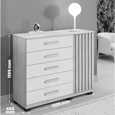 Cômoda Paris 5 Gavetas E 1 Porta Benetil Móveis - Cinamomo