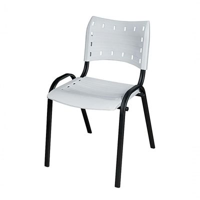 Cadeira Iso Base Preto Escola, Escritório Branco - Kit 10 Un