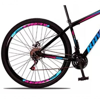 Bicicleta Aro 29 Bike Aço 21 Marchas Velocidades Freio A Disco Cor:rosa Azul