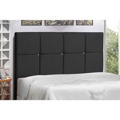 Cabeceira Solteiro 94 Cm Civic Preto Para Cama Box Estofada