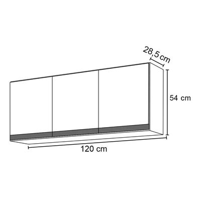 Armário Aéreo De Cozinha 120cm 3 Portas Virgínia Castanho/cinza - Lumil