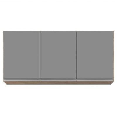 Armário Aéreo De Cozinha 120cm 3 Portas Virgínia Castanho/cinza - Lumil