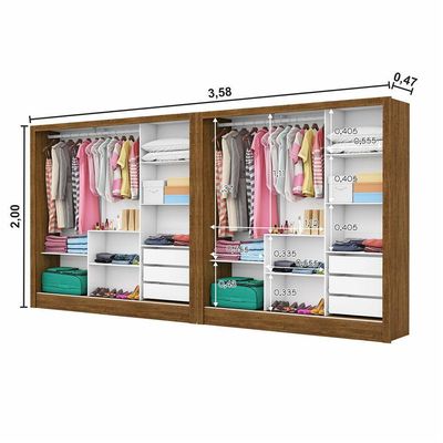 Closet Casal Duplo Dubai 6 Portas 6 Gavetas Cinamomo