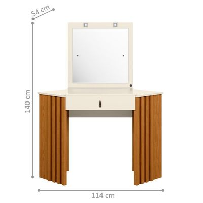 Camarim Ripado Com Led E Espelho Uraí Cinamomo Off White