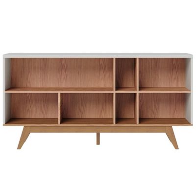 Buffet 3 Portas E Prateleiras Aurora Off White Matte Freijó