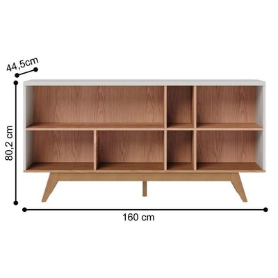 Buffet 3 Portas E Prateleiras Aurora Off White Matte Freijó