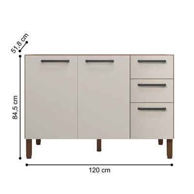 Balcão Cozinha Com Tampo E 2 Portas New Nogueira Off White