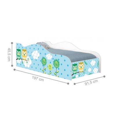 Cama Carro Fun Adesivada Corujinhas Solteiro