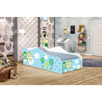 Cama Carro Fun Adesivada Corujinhas Solteiro