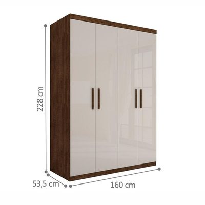 Guarda Roupa Miami Com Quatro Portas Malbec Off White