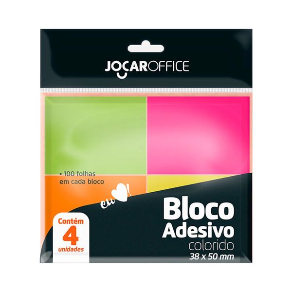 Bloco Adesivo Leonora Neon 04 Cores 100 Folhas 38x50mm