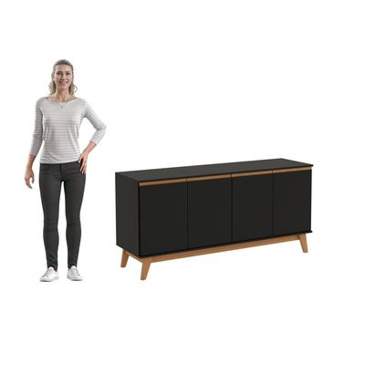 Aparador Kappesberg 4 Portas Preto Fosco 156cm