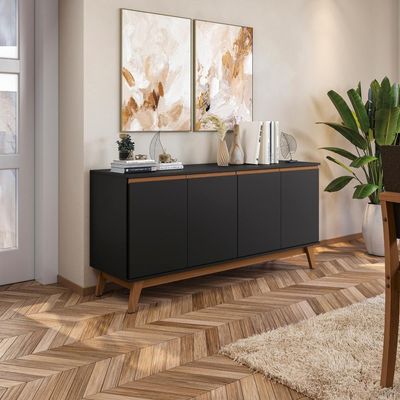 Aparador Kappesberg 4 Portas Preto Fosco 156cm