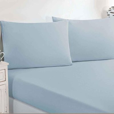 Jogo De Cama Malha Lençol 100% Algodão Gran Moratta 3 Peças King - cor definida Azul Bebê