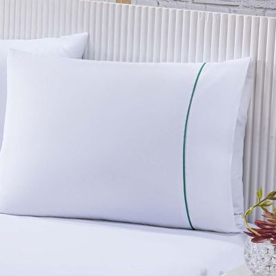 Jogo De Cama Lençol 100% Algodão Percal 150 Fios Queen Gran Moratta 3 Peças - com produção na cor Branco E Verde