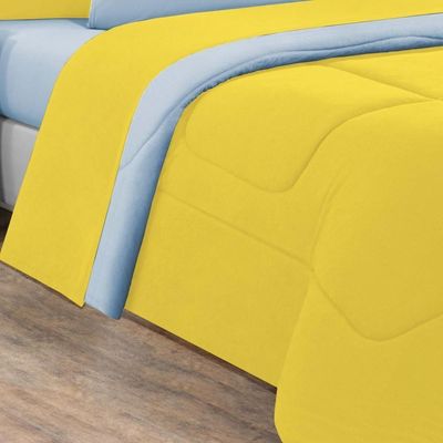 Edredom Malha 100% Algodão Gran Moratta 1 Peça Queen - Amarelo-azul Bebê