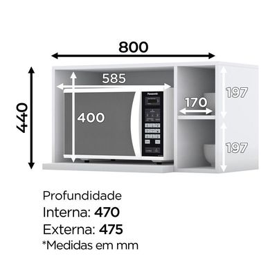 Aéreo Micro-ondas Amy Branco Hp Casa 812 Branco Hp