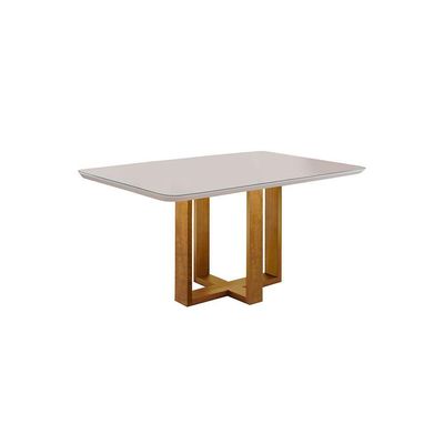 Conjunto Sala De Jantar 4 Lugares Mesa Com Tampo Em Vidro E Cadeiras Veludo Móveis off-white