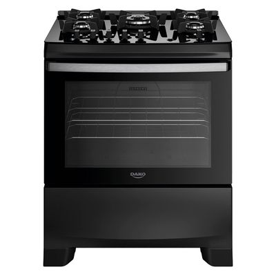 Fogão a Gás 5 Bocas Dako Novo Supreme Glass Mesa de Vidro Tripla Chama Preto / Bivolt