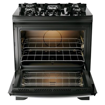 Fogão a Gás 5 Bocas Dako Novo Supreme Glass Mesa de Vidro Tripla Chama Preto / Bivolt