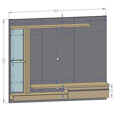 Painel Suspenso Para Até 55 Pol. Denver Preto-cinamomo - Bechara