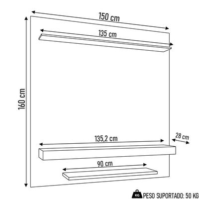 Painel Para 60 Pol 150cm Lima B02 Ripado-off White - Mpozenato
