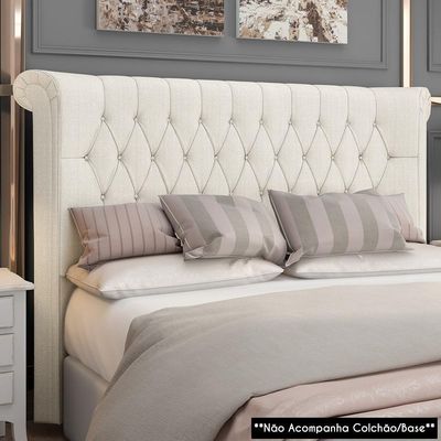 Cabeceira Cama Solteiro 90cm Dust P02 Linho Creme - Mpozenato