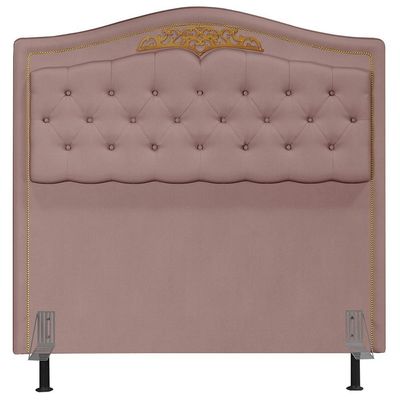 Cabeceira Cama Casal King 195cm Com Tachas Imperial Veludo J02 Rosê - Mpozenato
