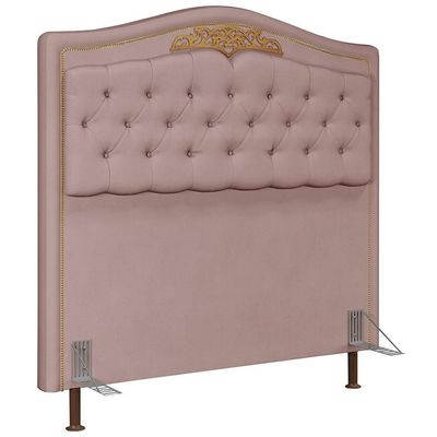 Cabeceira Cama Casal King 195cm Com Tachas Imperial Veludo J02 Rosê - Mpozenato