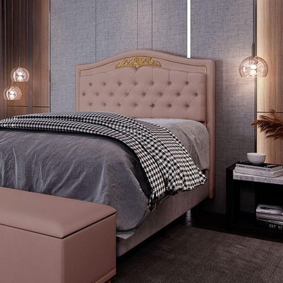 Cabeceira Cama Casal King 195cm Com Tachas Imperial Veludo J02 Rosê - Mpozenato