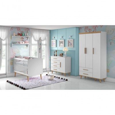 Berço Mini Cama Ludmila Branco Fosco/ Bétula