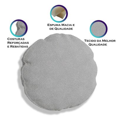 Kit 2 Almofadas Bolacha Redonda Cookie Veludo - 7 Decor Prata