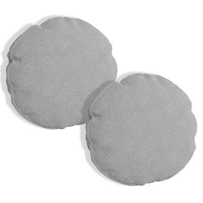 Kit 2 Almofadas Bolacha Redonda Cookie Veludo - 7 Decor Prata