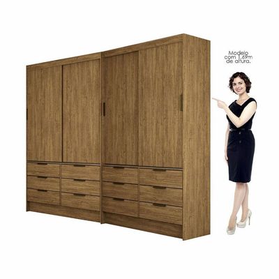 Closet Casal Duplo Sevilha 4portas 12 Gavetas Carioca Móveis